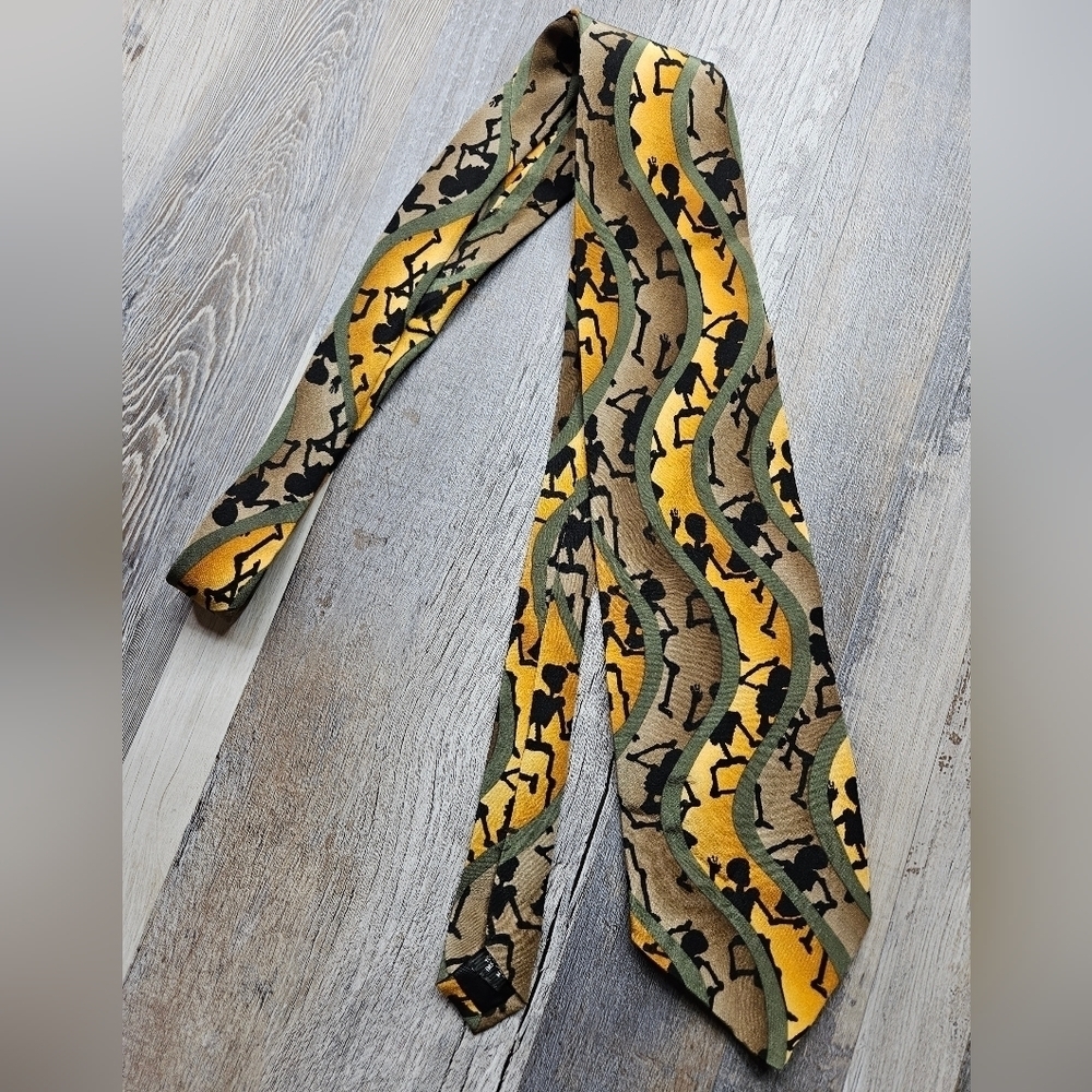 Grateful Dead Dancing Bones First Set Neck Tie Yellow Gray